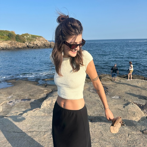 Cream Ribbed Knit Top - Picture 3 of 4